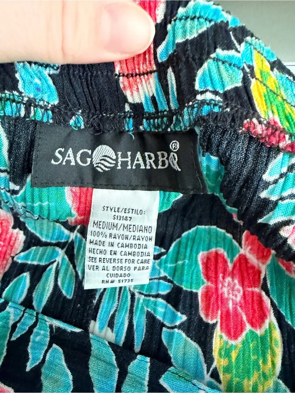 Vintage Sag Harbor Floral Pleated Button Front Maxi Skirt